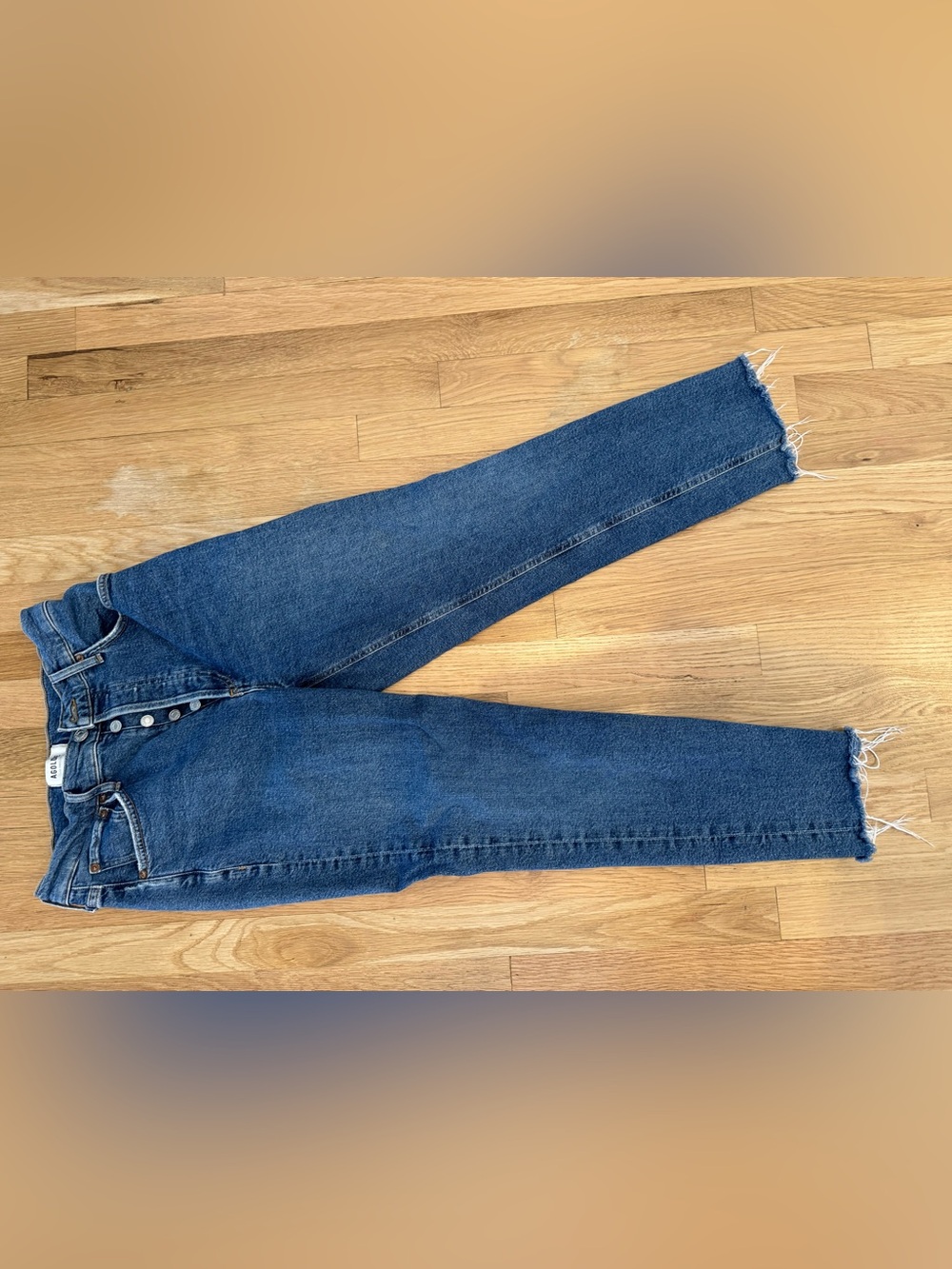Agolde Light Wash Denim Jeans with Contrast Stitching